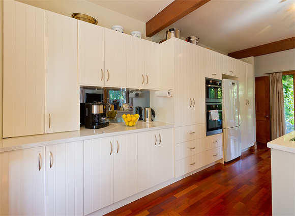 New kitchen with karelia wooden floor